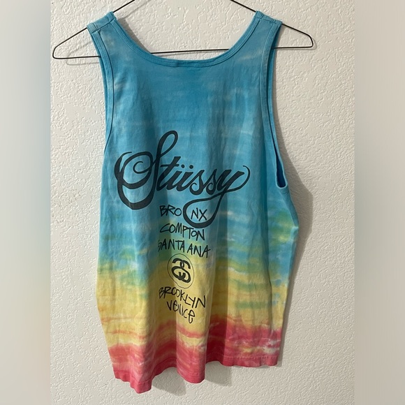 Stussy World Tour Tye-dye Tank Top Size Medium Excellent - Picture 3 of 3